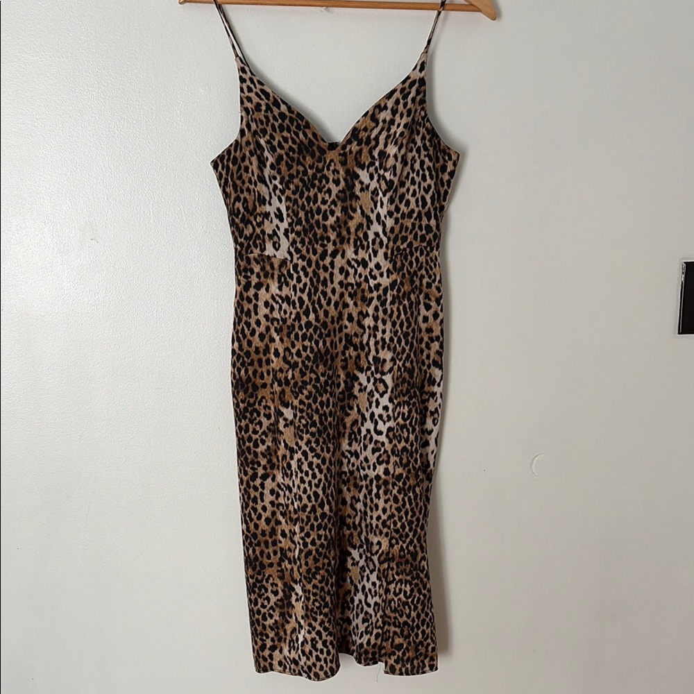 Express Leopard Print Midi Dress